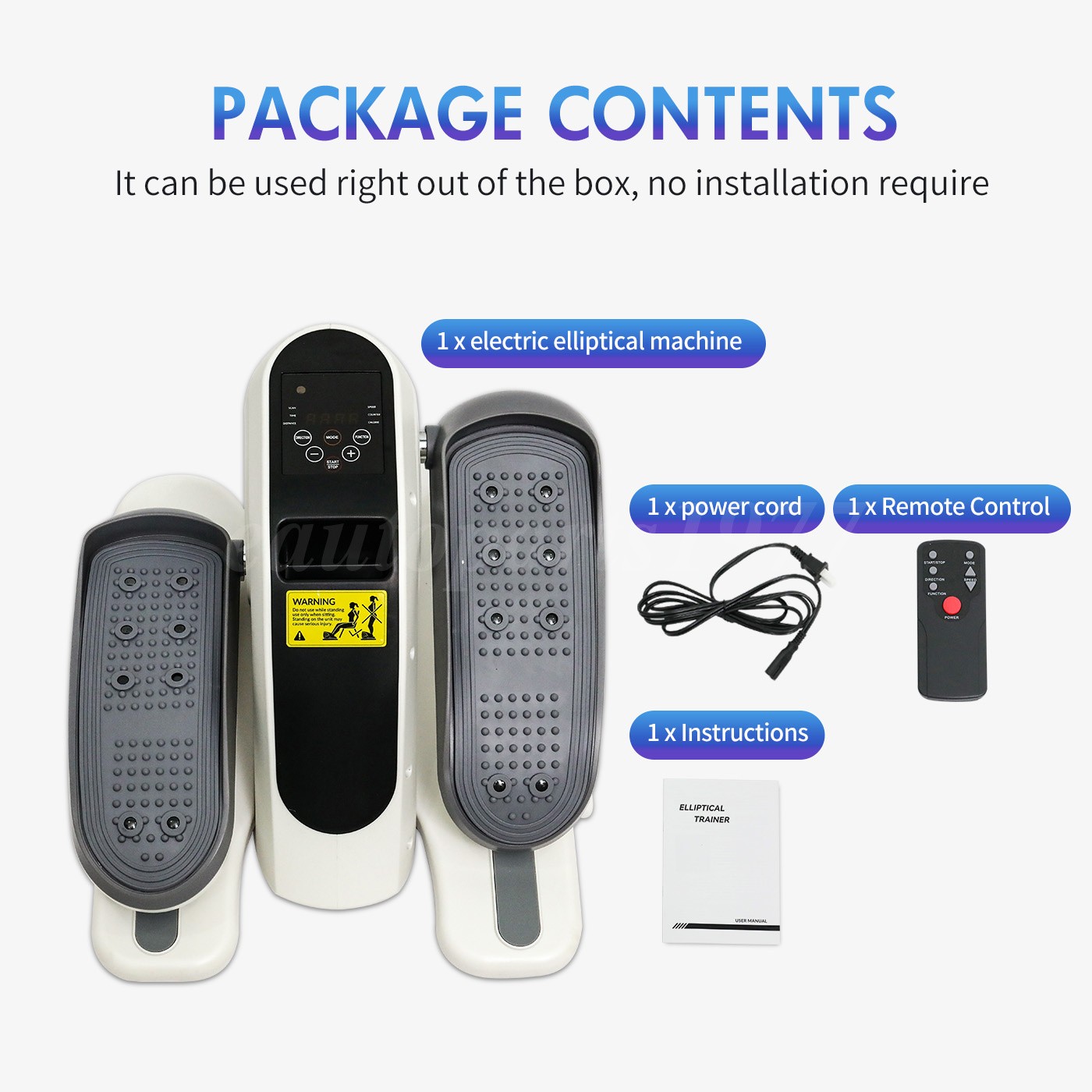 12Speed Under Desk Elliptical Machine Leg Exerciser For Home With Remote Control