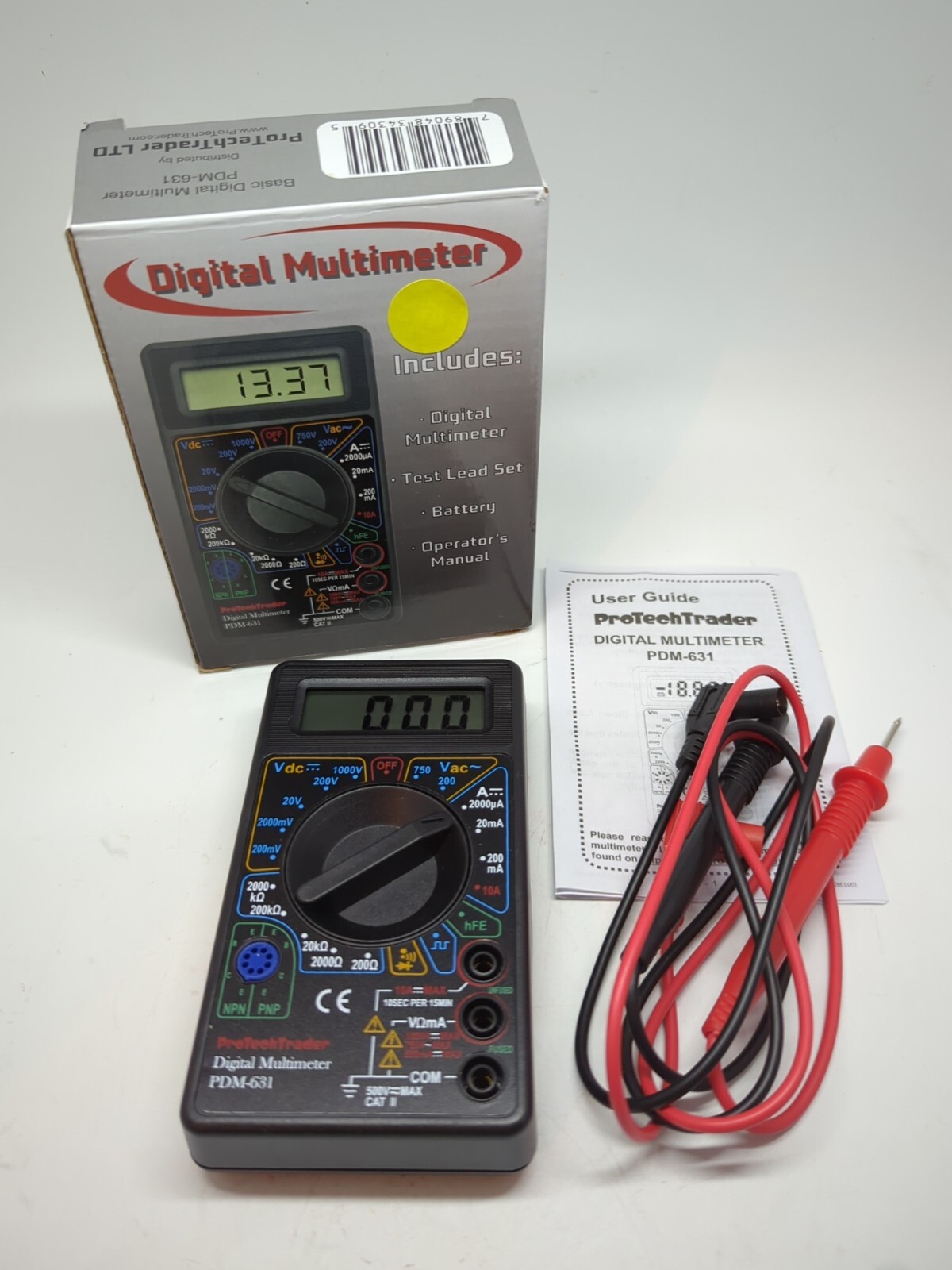 NEW Digital MultiMeter W/Leads AC/DC Easy Batteries Diode Continuity Transistor