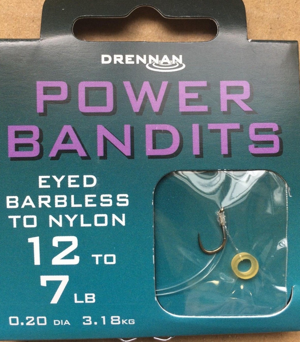 DRENNAN POWER BANDITS - 8 HAIR RIGS WITH BAIT BANDS  - EYED BARBLESS HOOKS