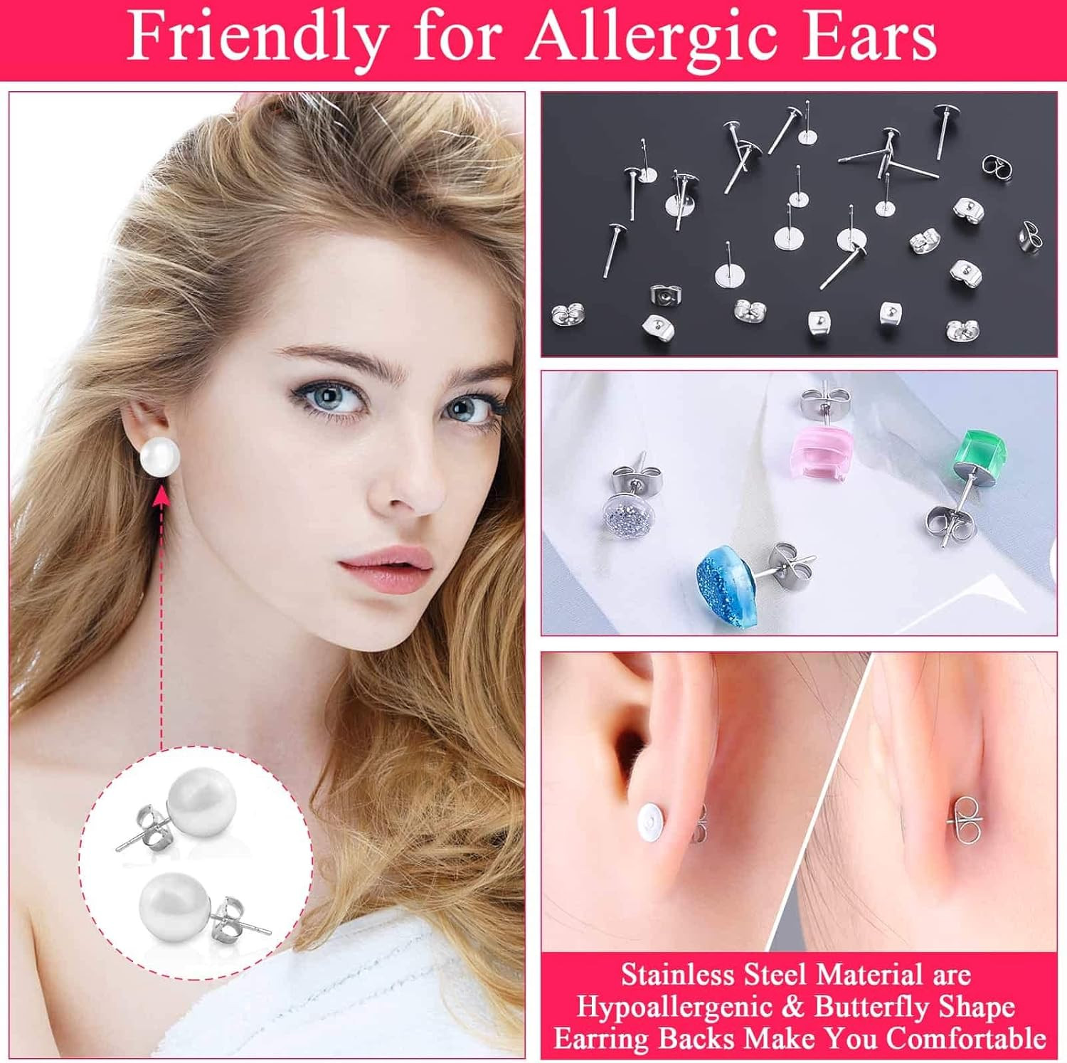 Earring Making Kit - 2393 Pcs Hypoallergenic Earring Hooks, Posts, Backs, Studs