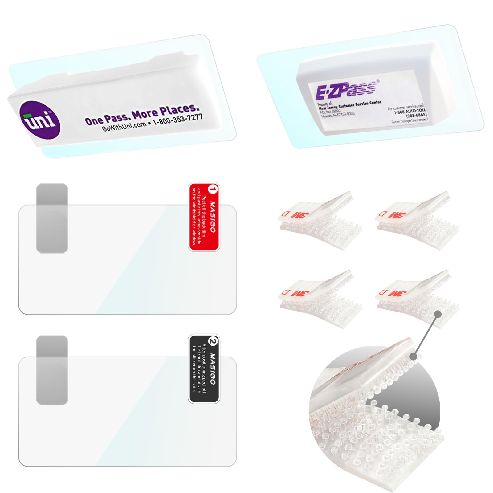 EZ Pass Holder Mount Kit for Windshield, Tint-Safe Toll Transponder Holder wi...