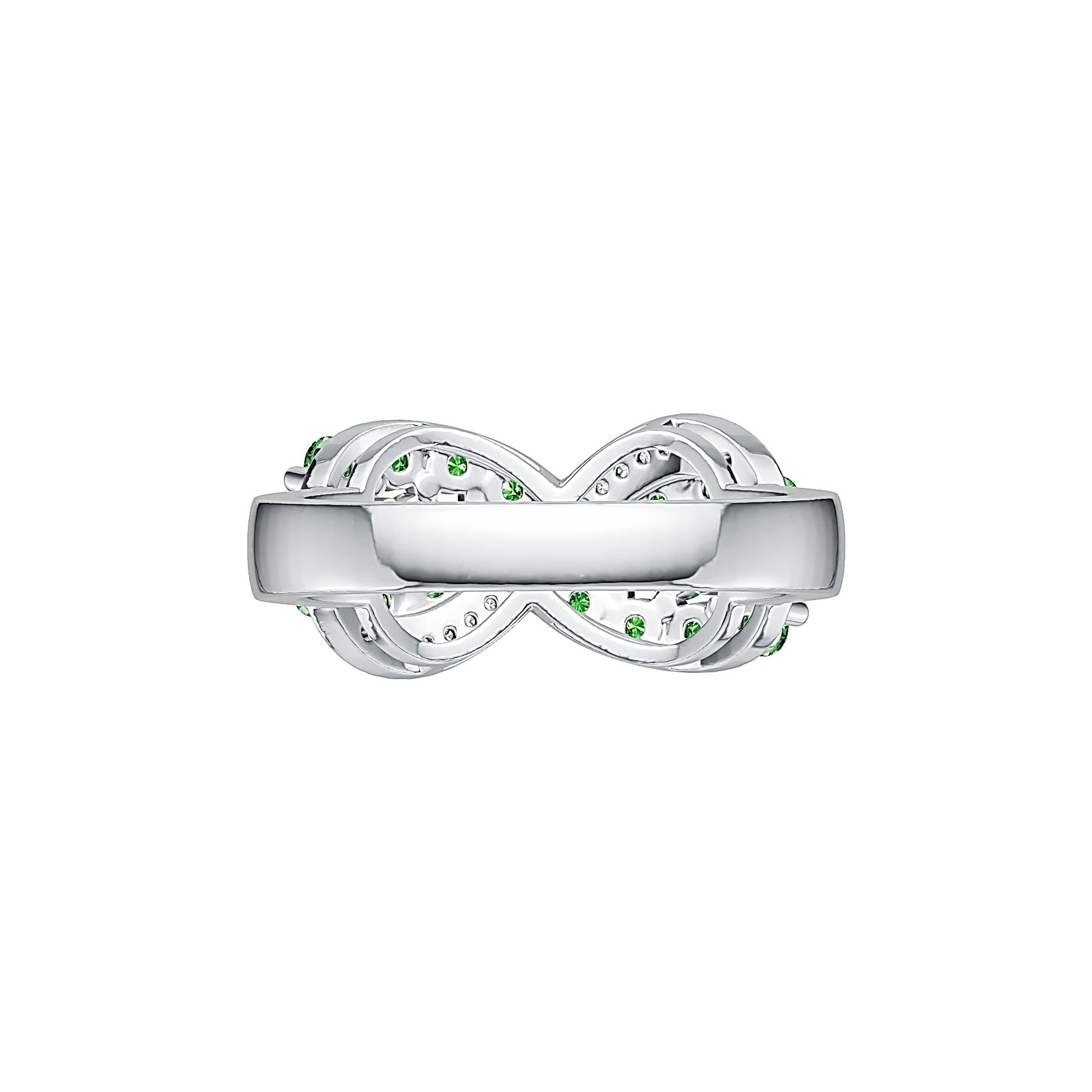 Sterling Silver Ring Infinity intertwining Love Theme with White Topaz