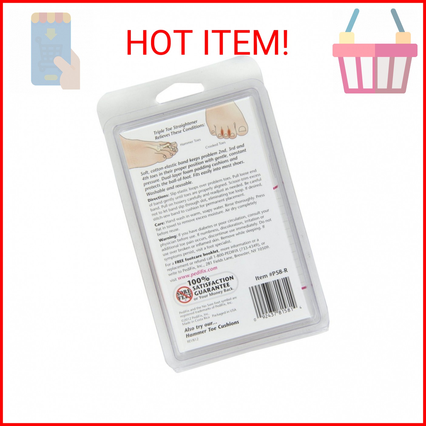PediFix Triple Toe Straightener, Right Foot