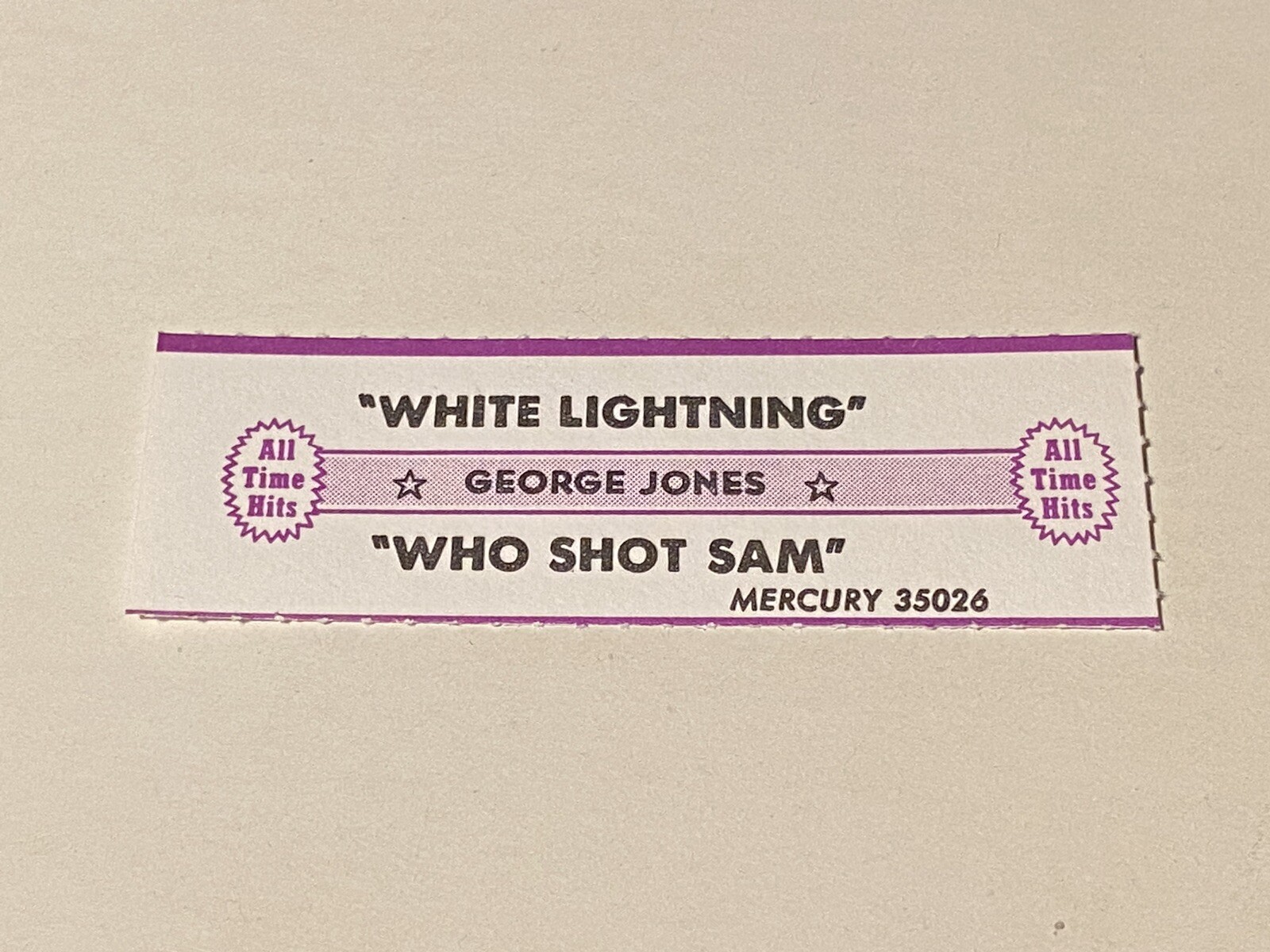 George Jones - Who Shot Sam / White Lightning - Jukebox Title Strip