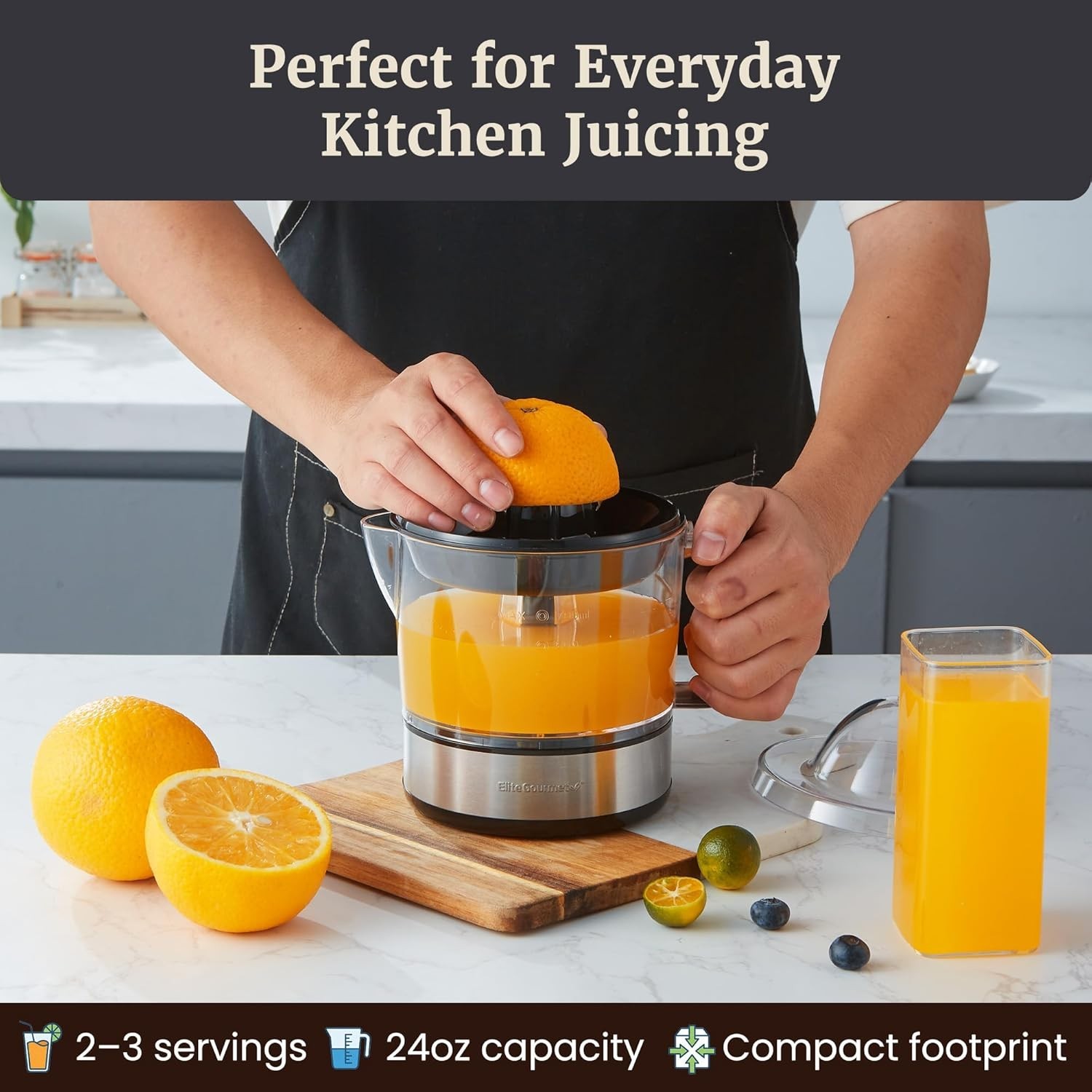 New 40-Watt Electric Citrus Juicer Countertop Compact 24oz Pulp Control Oranges.