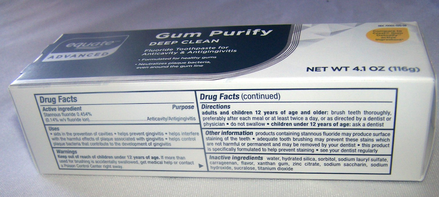Equate Deep Clean Gum Purify Toothpaste with Fluoride, 4.1 oz (116g)