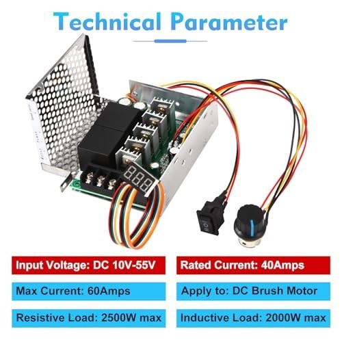 PWM DC Motor Speed Controller 10-55V 40A LED Display Stepless with