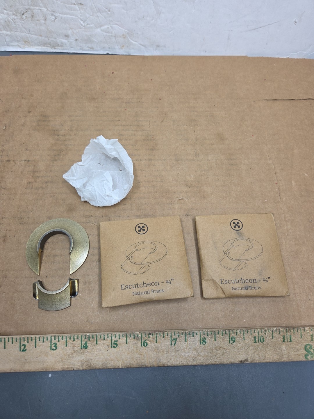 2 Castrads 3/4 In Two-Piece Magnetic Escutcheon Collar Natural Brass Pipework
