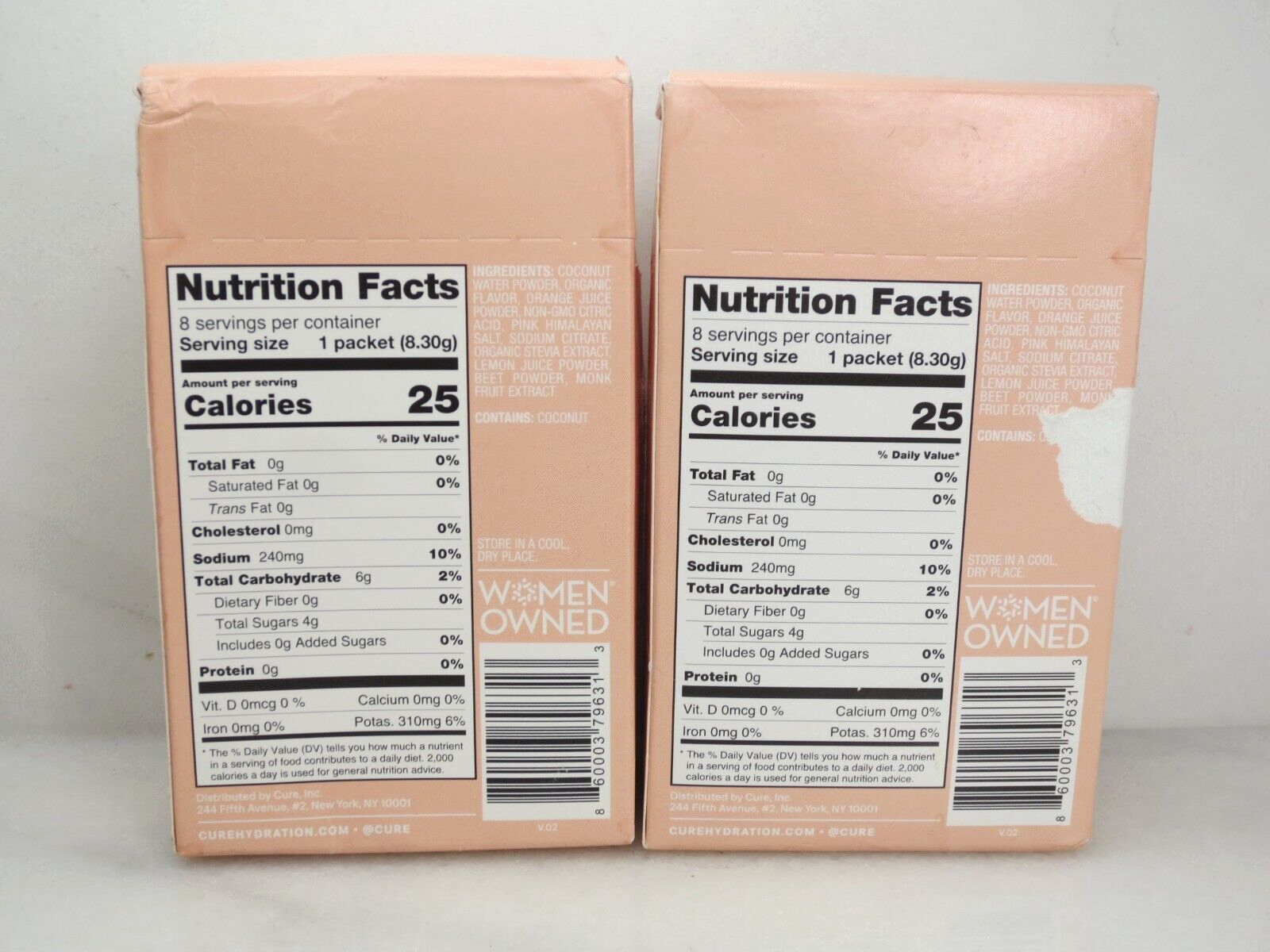 CURE HYDRATION RUBY RIOT GRAPEFRUIT DAILY ELECTROLYTE MIX 8 PACKETS 2PCS DETAILS