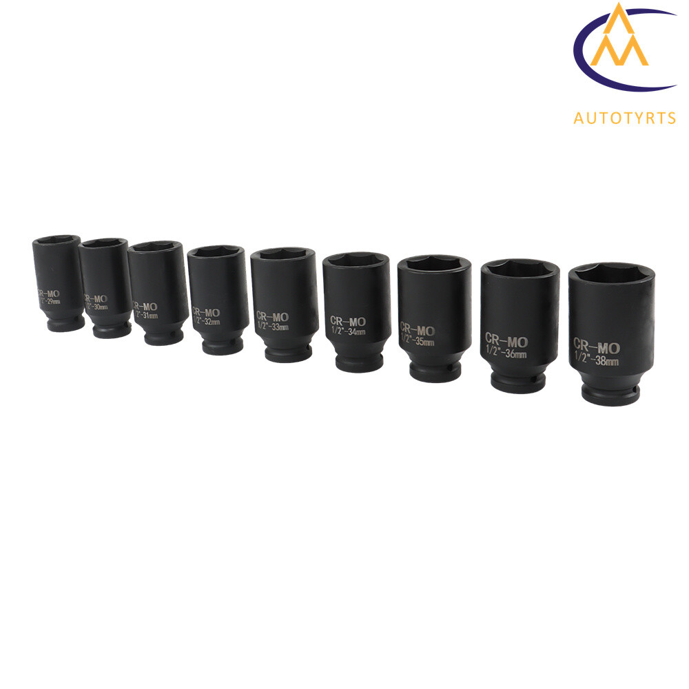 Deep Impact Socket Set 1/2" Drive Metric Axle Hub Nut Socket 29-38mm 9Pcs