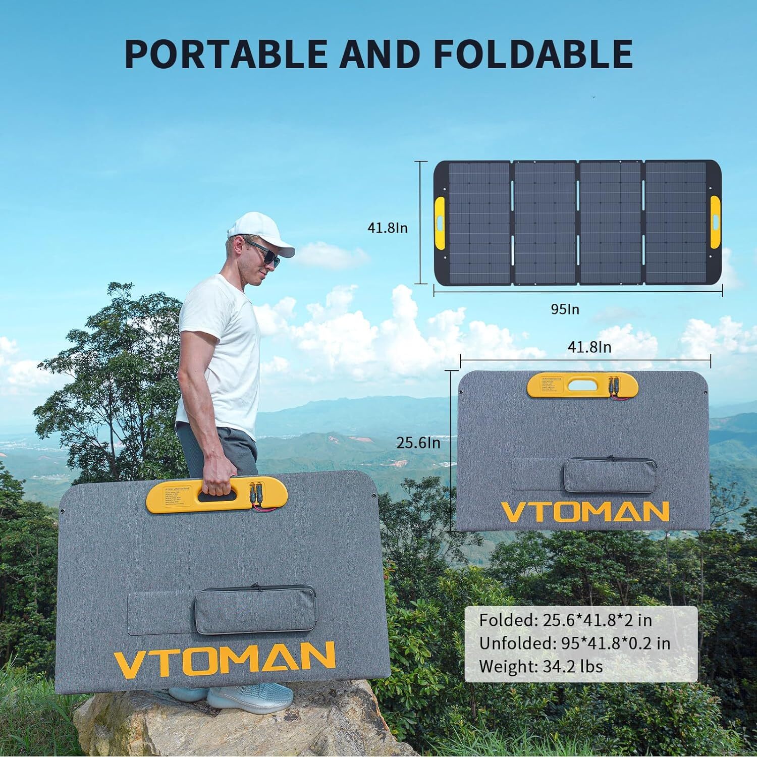 VTOMAN VS400 Portable Solar Panel 400W 40V 23% Efficiency Foldable Solar Panel