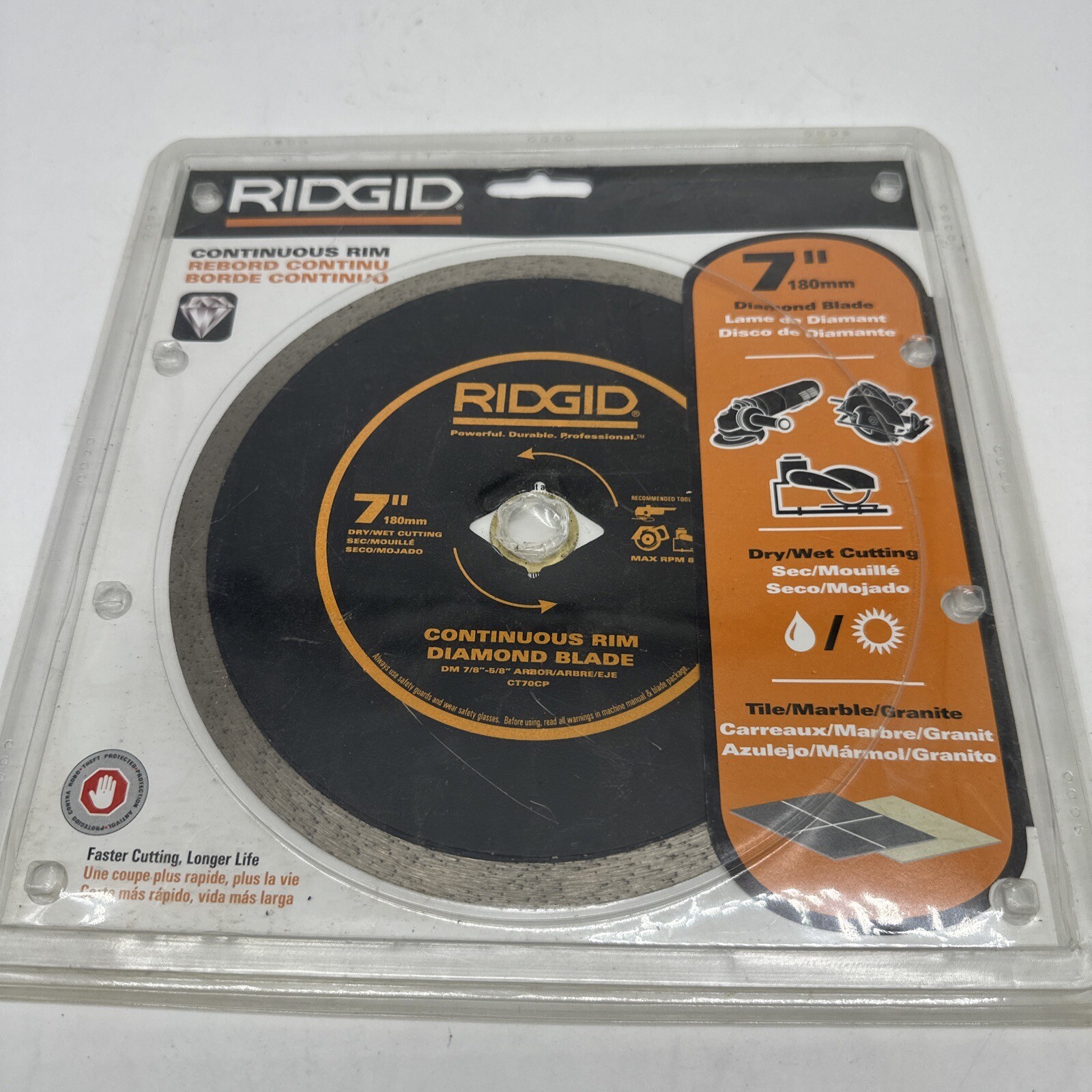 Ridgid 7" Tile Continuous Rim Diamond Blades HD-CT70CP - NEW FREE SHIPPING