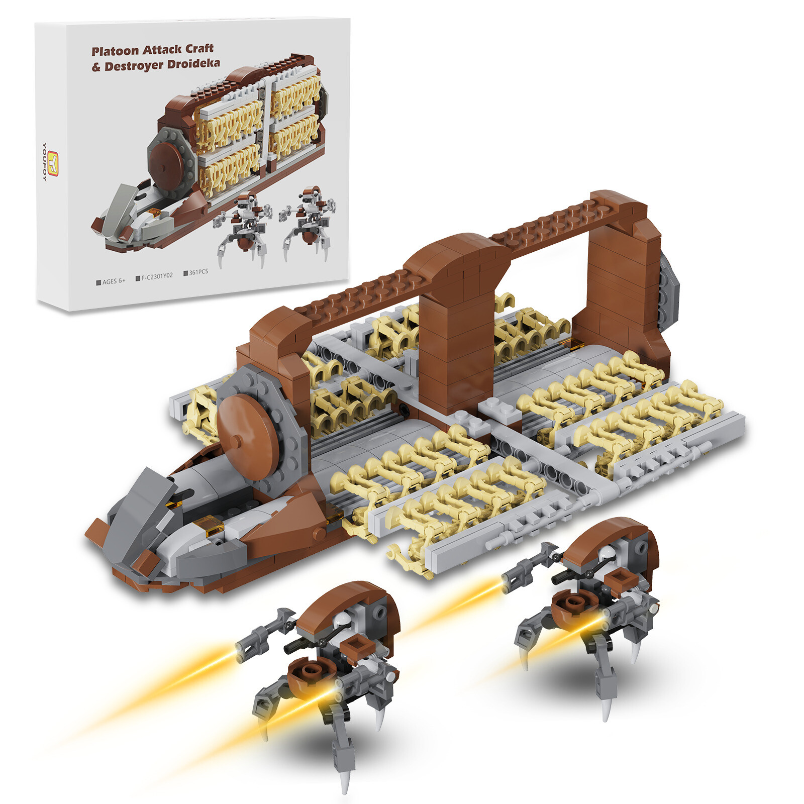 Robot Platoon Attack Aircraft and Destroyer Building Blocks MOC Model Bricks Toy