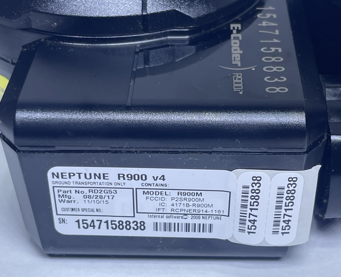 Neptune R900M V-4 RD2G53 E-Coder Water Meter Registers T-10 2"