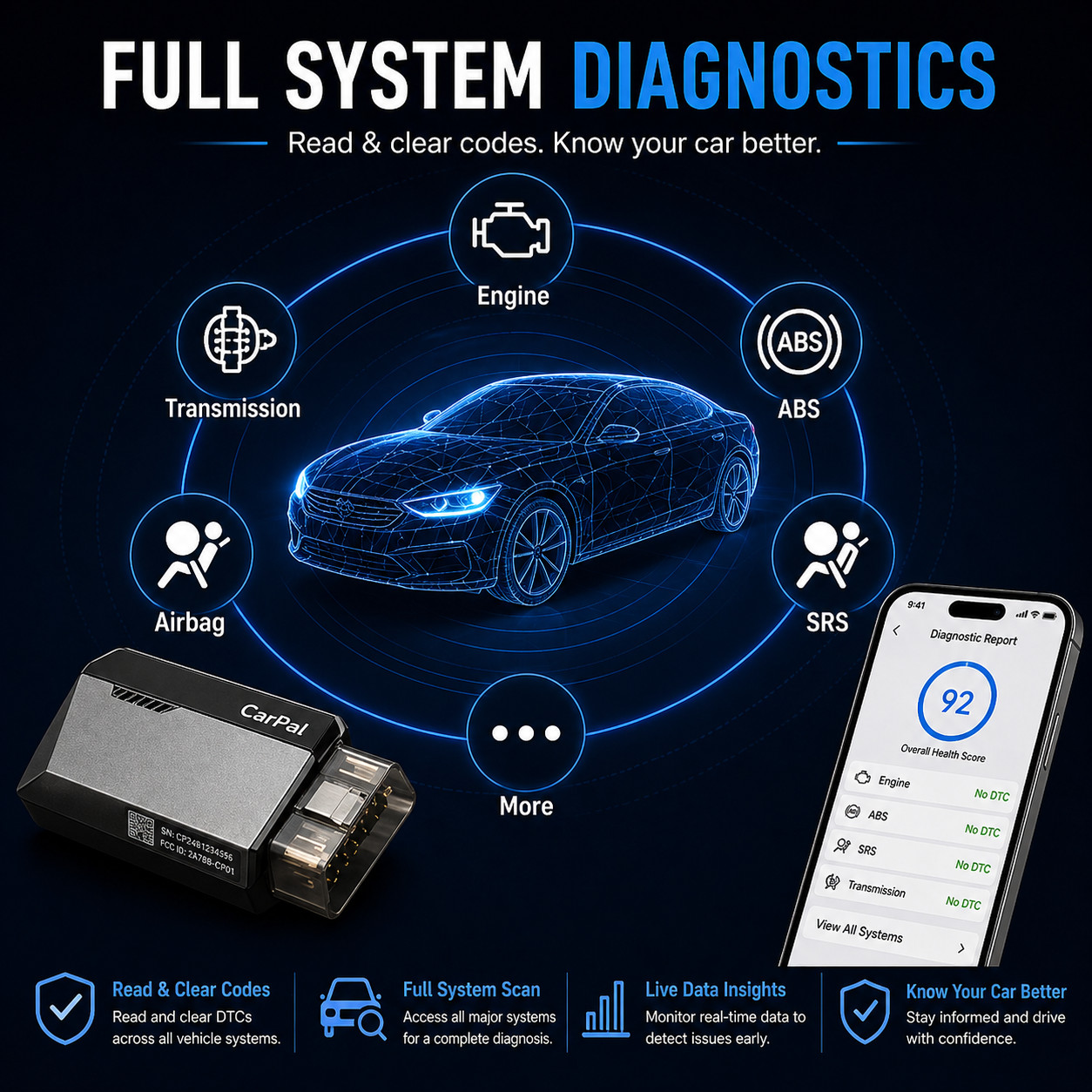 TOPDON CarPal OBD2 Scanner Wireless Bi-Directional All System Diagnostic Tool