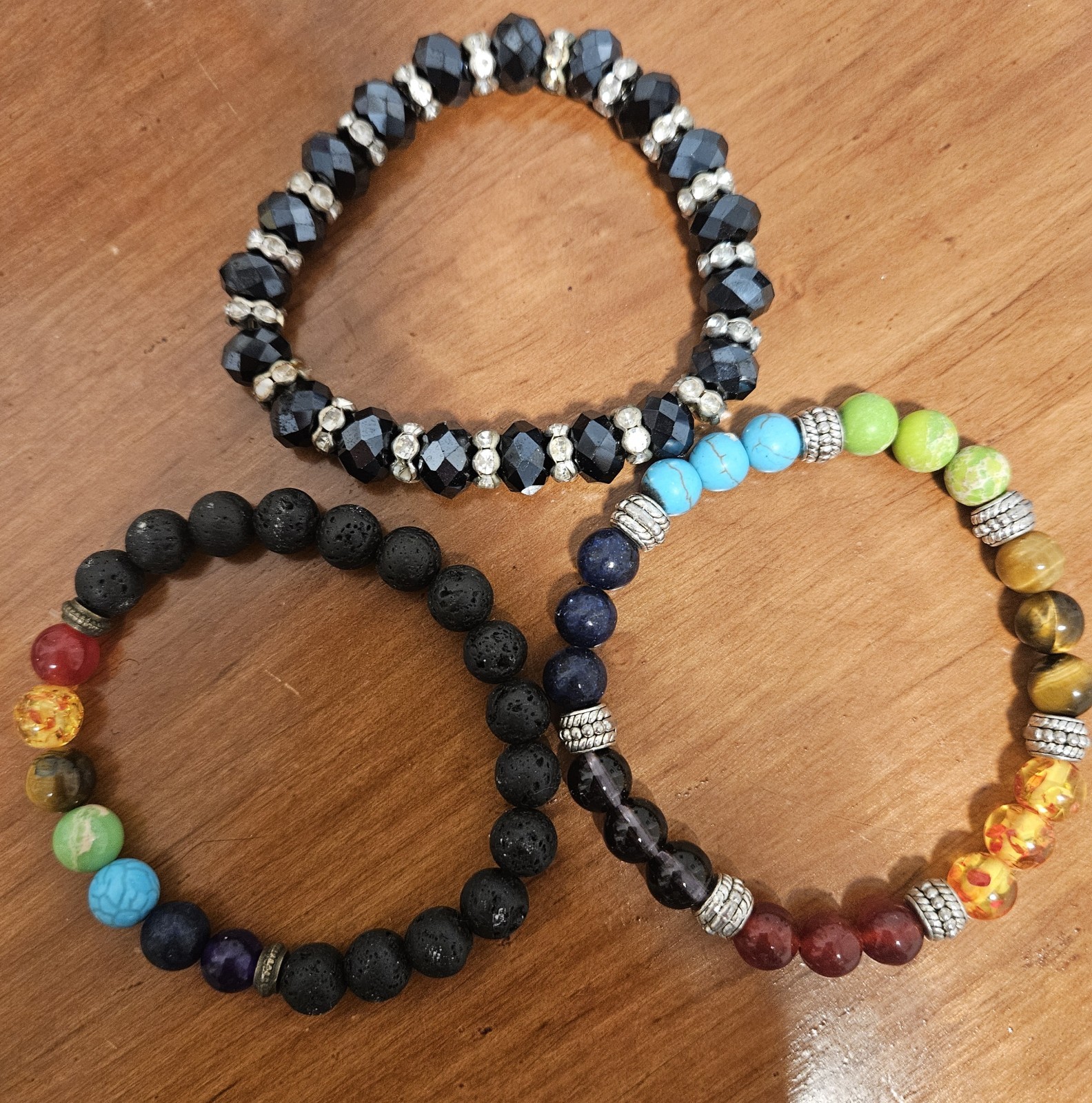 Stackable Multicolor Gemstone Beaded Bracelets Set, Bohemian, Unisex