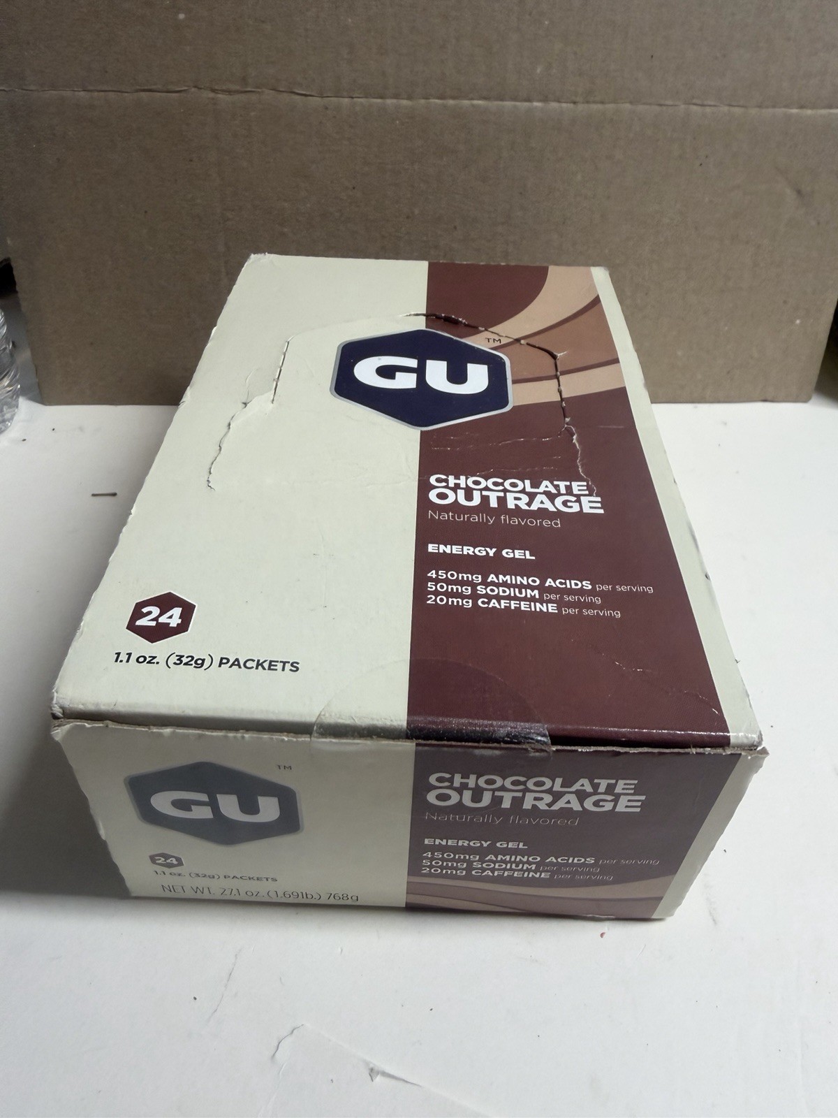 GU Energy Gel Box of 24 chocolate Brown 08/26