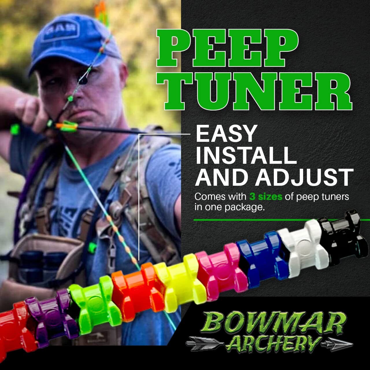 Bowmar Archery Peep Tuner Fixes Peep Rotation Easy Installation Durable Plastic