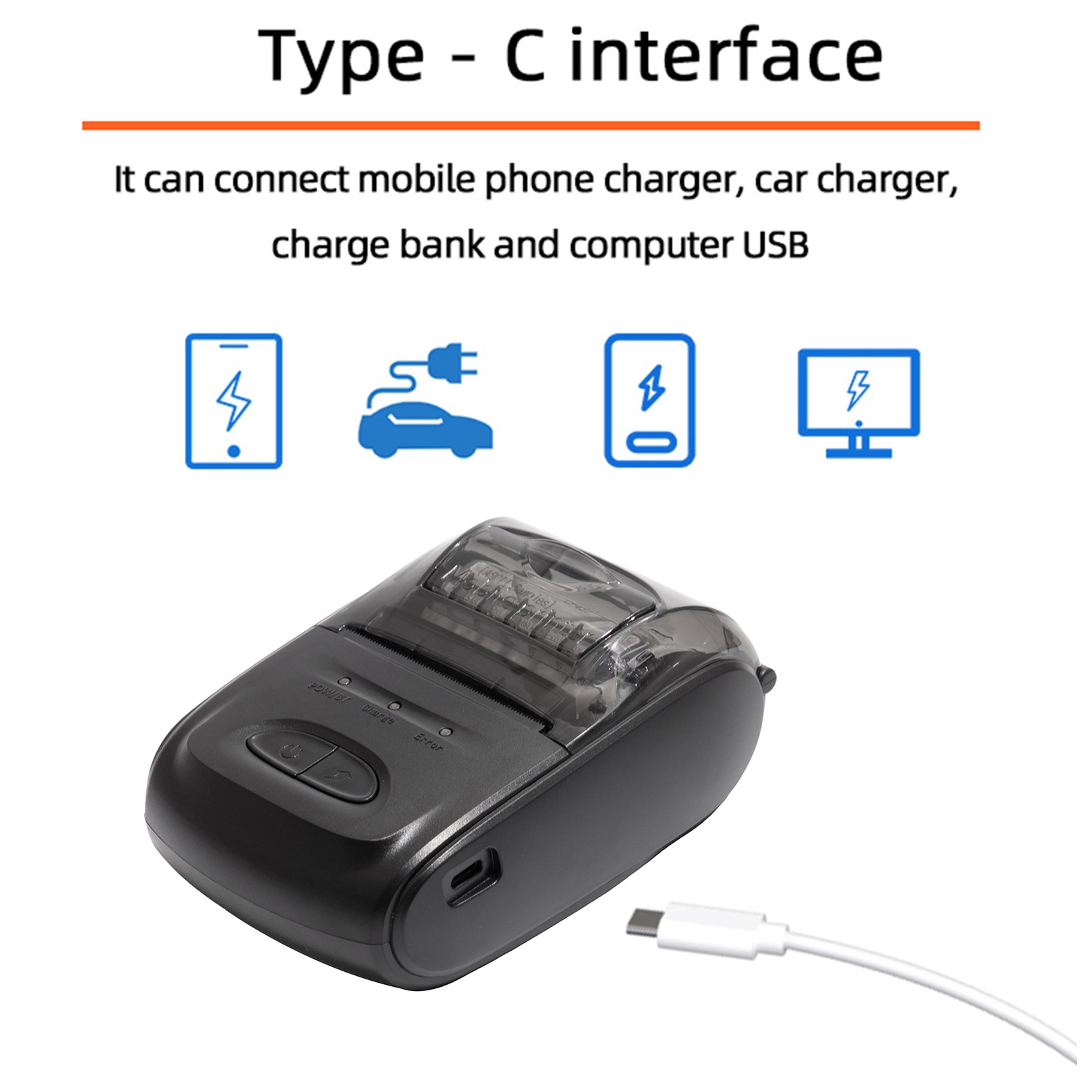 Receipt Printer Portable 58mm Mobile Thermal Printer Wireless BT Mini CHU