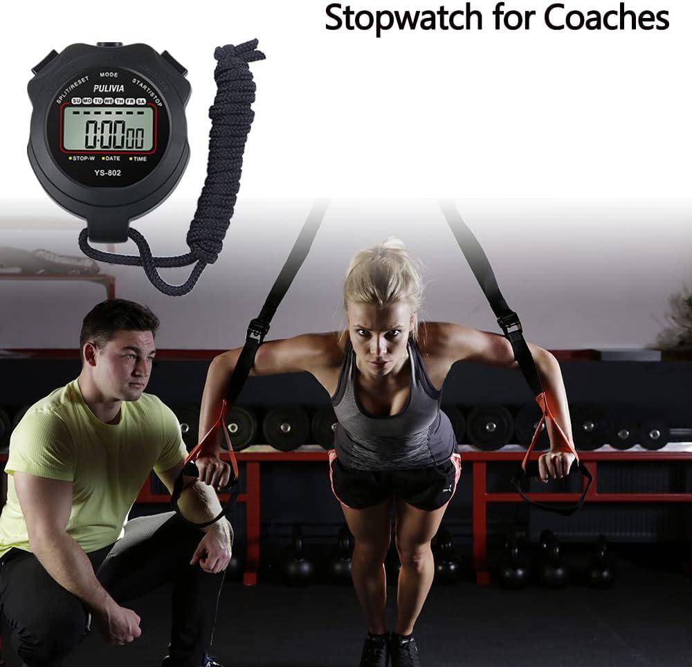 Stopwatch Timer Lap Split Digital Stopwatch With Clock Calendar Alarm, Large For