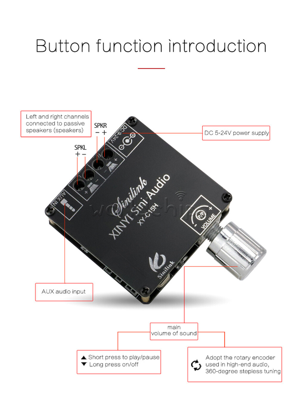 Stereo Bluetooth Audio Digital Power Amplifier Board Module Dual-Channels 2*20W