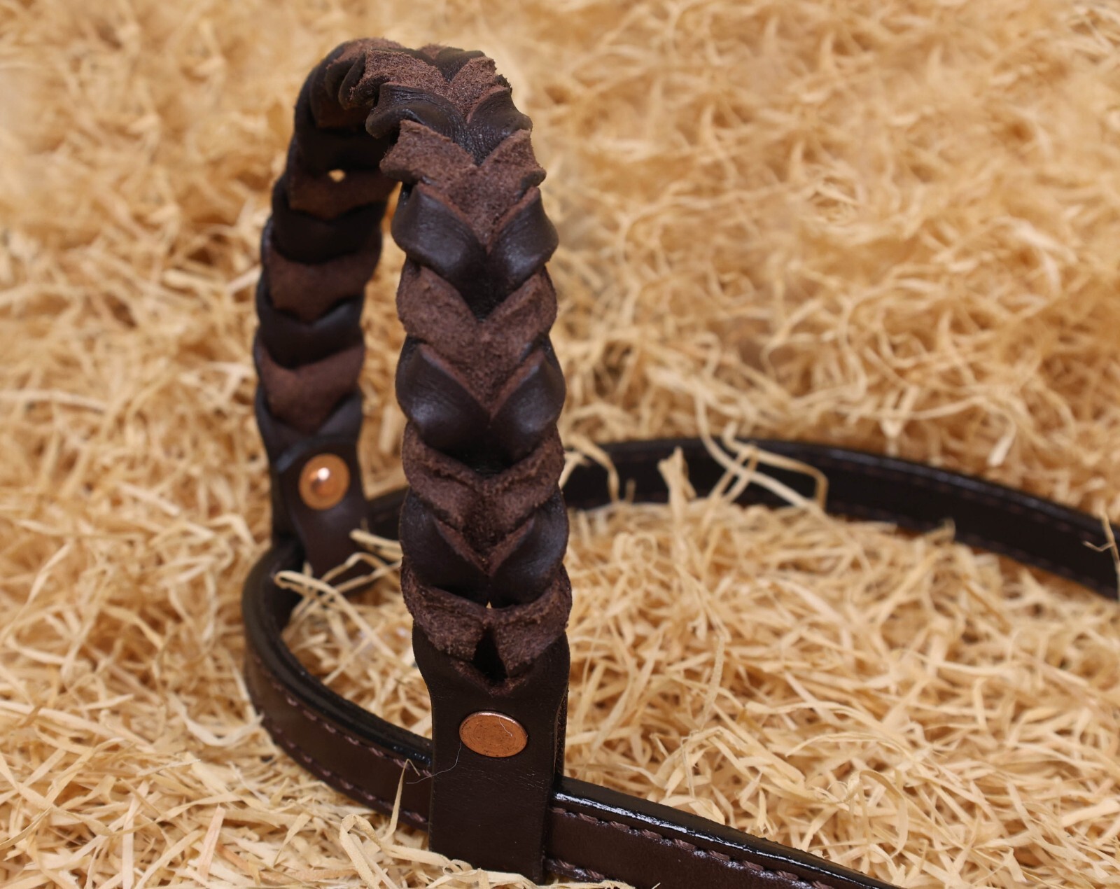 MOUSM Ring One Ear Headstall & Breast Collar Tack Set - Metallic Brown Leather