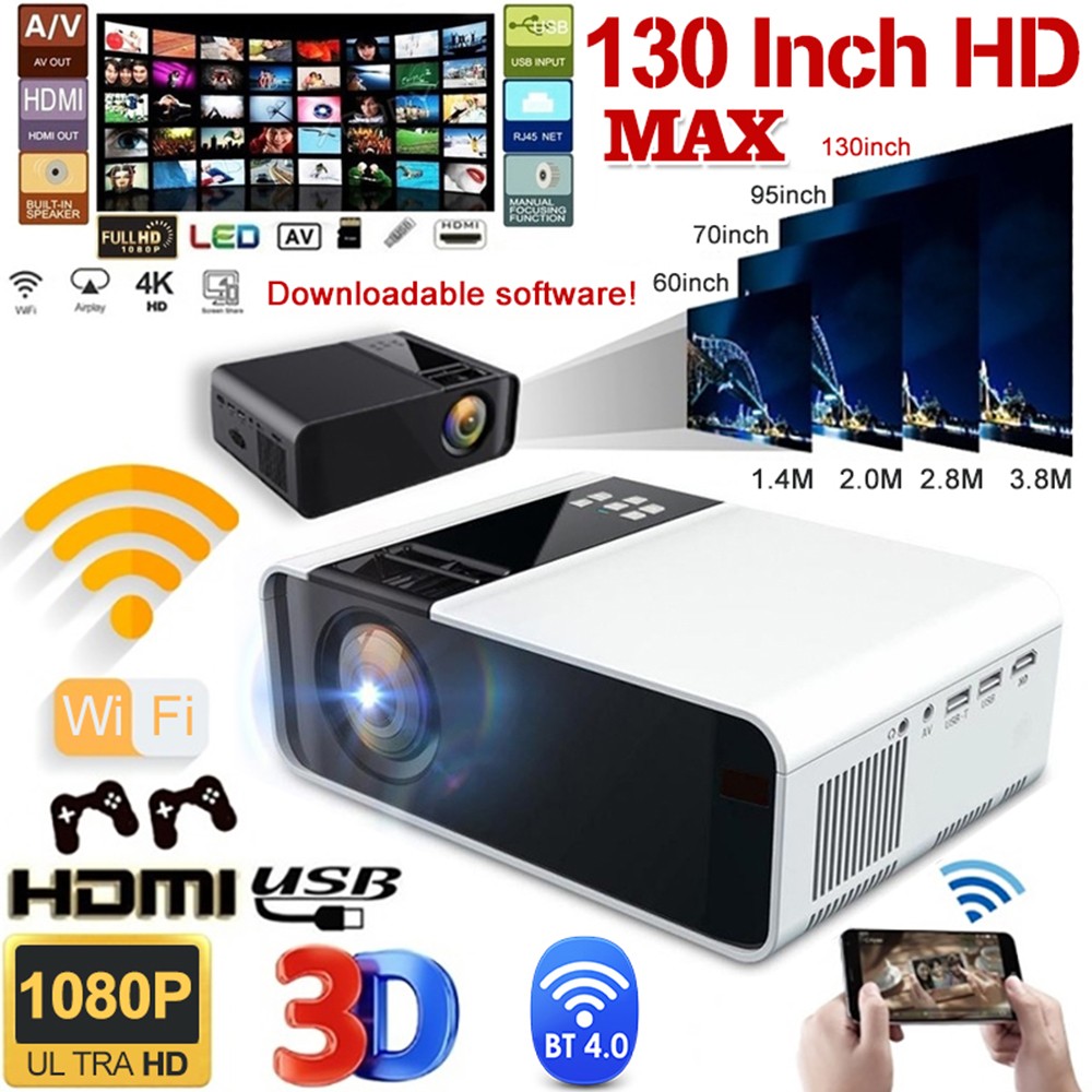 4K Portable Mini Projector 8000 LM LED 1080P WiFi Android HD Home Theater HDMI
