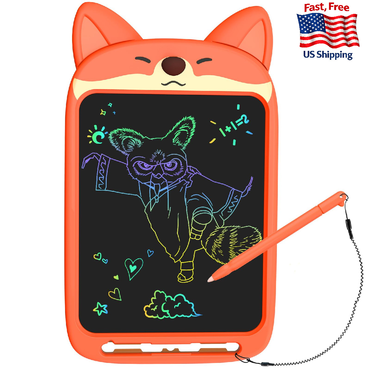 CHAFEGY 10" LCD Writing Tablet Doodle Board Toy for Kids 2-6 - Fox Drawing Pad