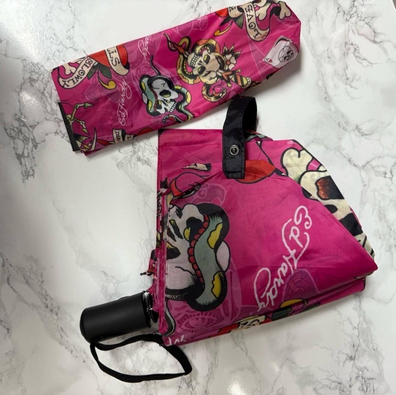 Ed Hardy Pink Skull Umbrella