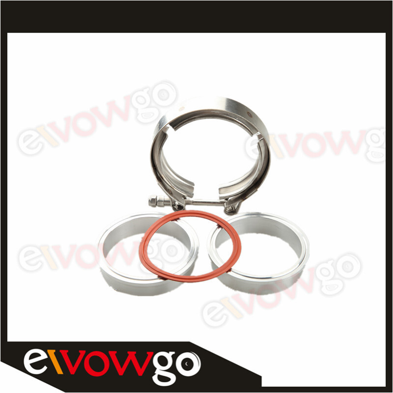 US SHIP 3.5" 89MM CNC Aluminum Flanges & V-Band Vband Clamp Stainless Steel Kit