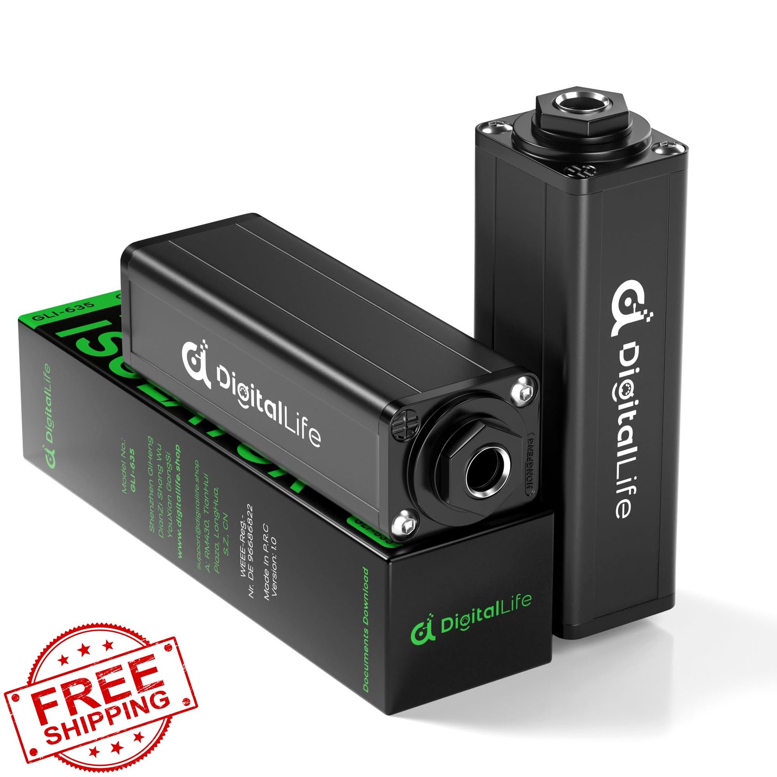 DigitalLife HumBlock Pro Ground Loop Noise Isolator 6.35mm 1/4 Inch F/F