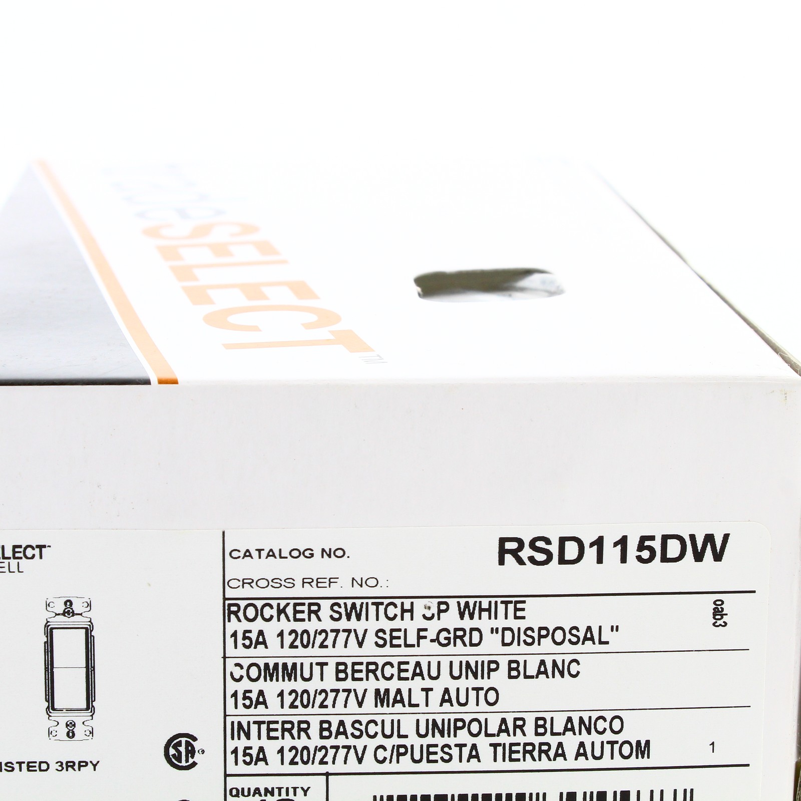 Hubbell RSD115DW White Decorator Disposal 15A Switch Rocker Single Pole