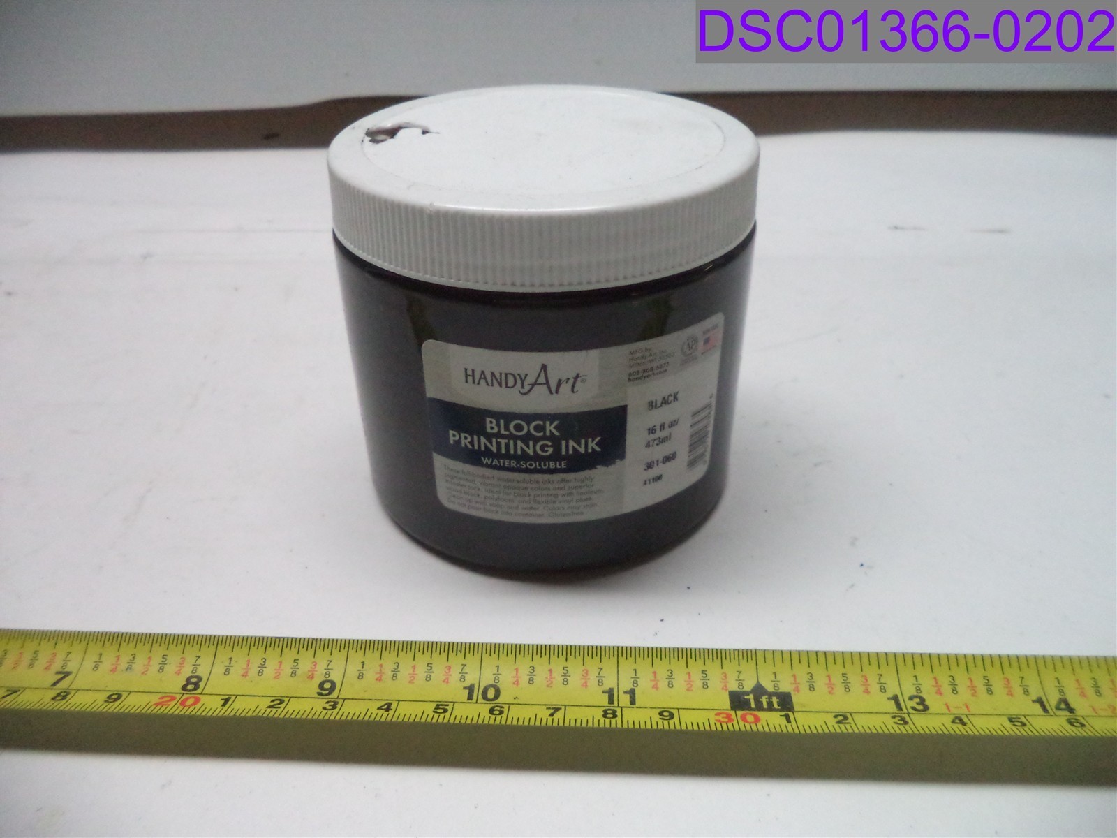 CRACKED LID 16oz Handy Art Block Printing Ink Black P/N 301-060
