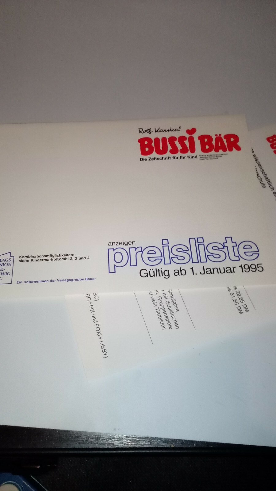 Bussi Bear Advertisement Price List 1995 Pabel-Moewig-Condor Rare Was Not To Buy