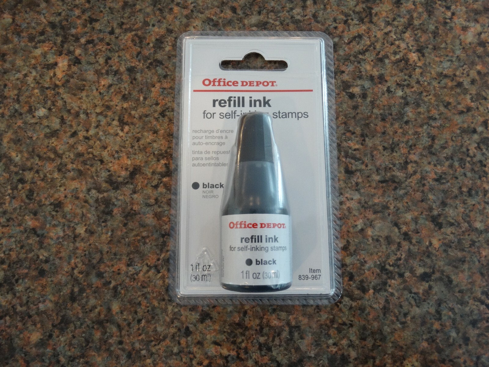 New In Box Office Depot Black Stamp Ink Refill One fl oz, Brand New Sealed