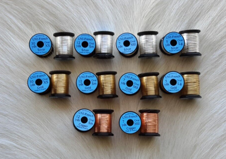 French Oval Tinsel . Fly Tying.  (10) Spool Combo) . Asst. Size,, Color, etc..