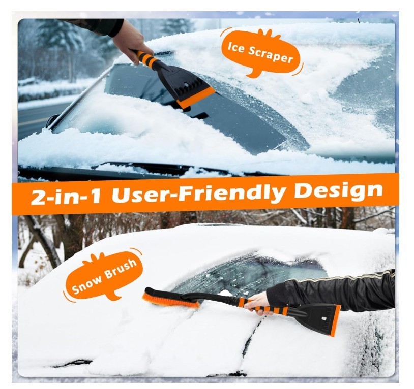 Car Snow Brush & Ice Scraper – 26.8" 2-in-1 Winter Windshield Tool