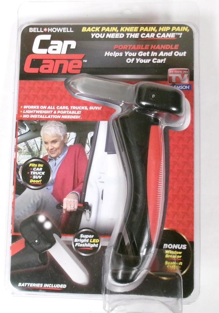 Bell & Howell CAR CANE Portable Handle Mobility Aid, LED Flashlight, etc. *NEW*