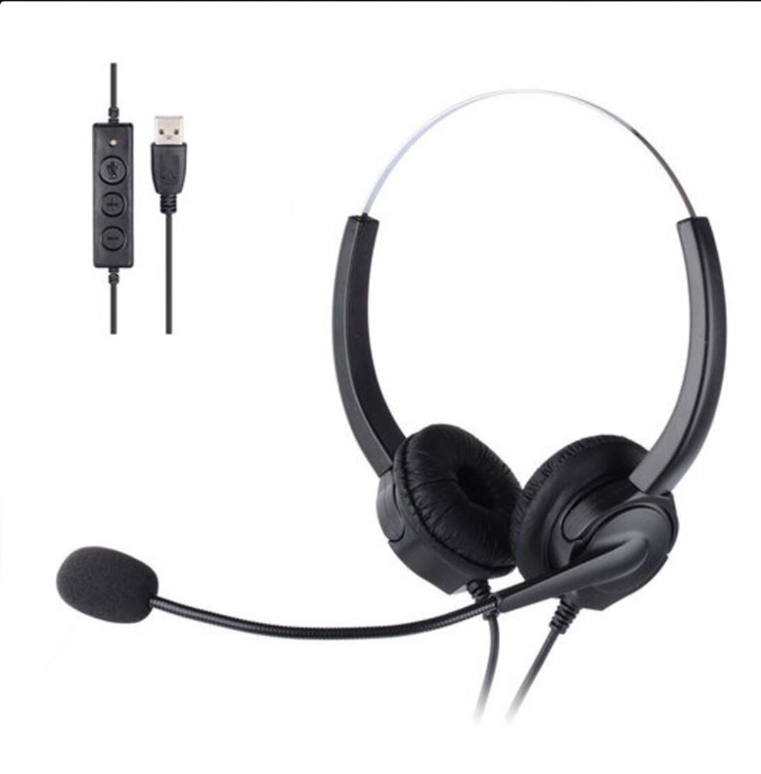 NEW IN BOX VDOUHS USB Professional Headset Boom Mic Conference Calls 3.5 mm Opt