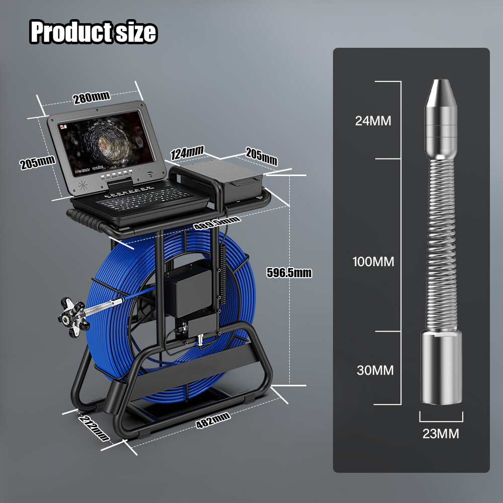 100m Sewer Pipe Inspection Camera 512hz Self-leveling Pipe Camera 10" Display