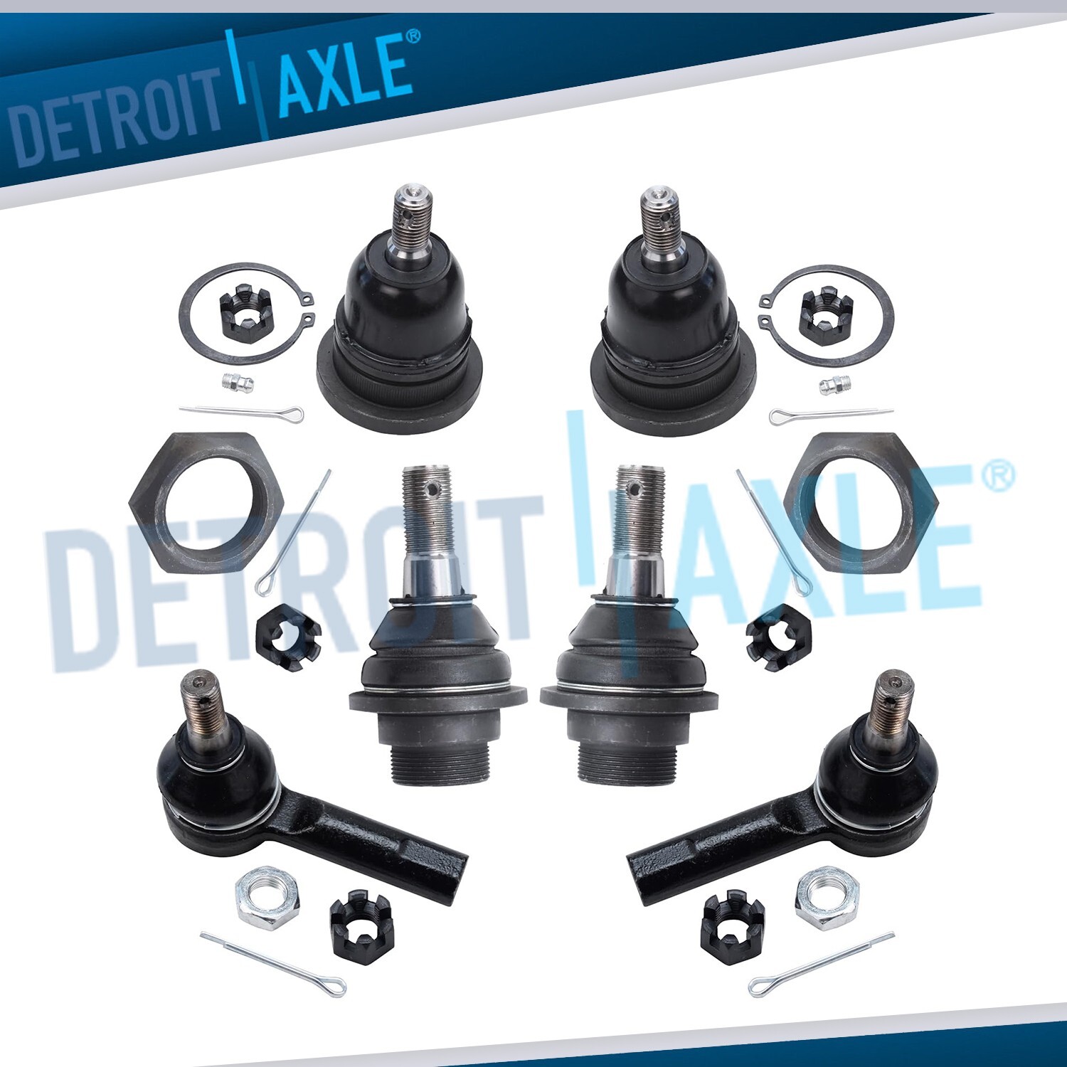 Front Upper Lower Ball Joints Outer Tie Rod for 1998-2004 Nissan Frontier Xterra