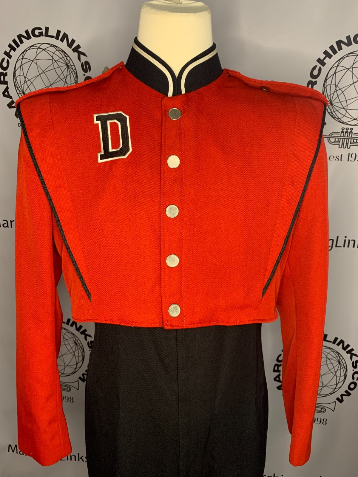 Red, White & Black Marching Band Jacket Size 42 Short - Authentic
