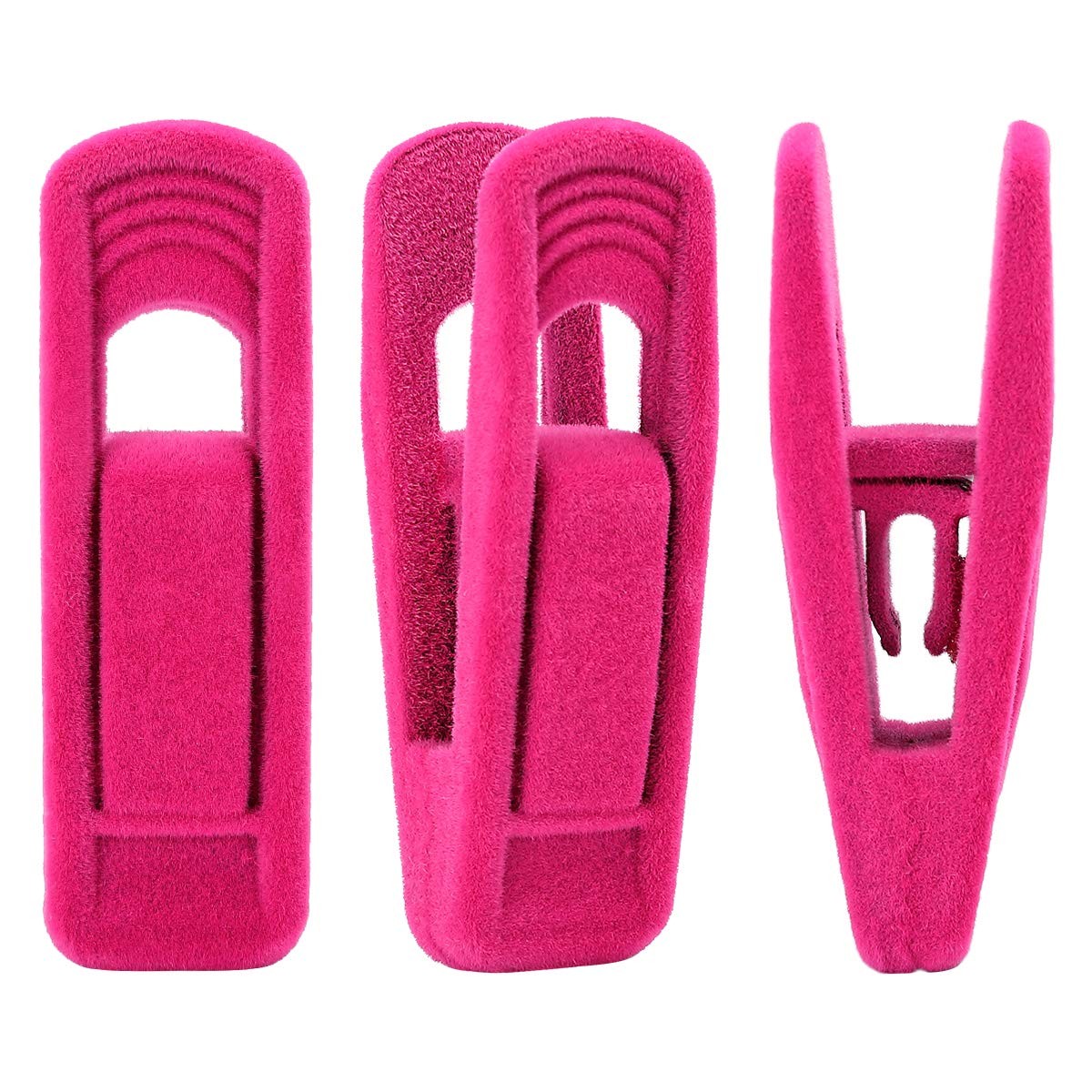 Hot Pink Velvet Hangers Clips, Pants Hangers Velvet Clips, Strong Finger Clip...