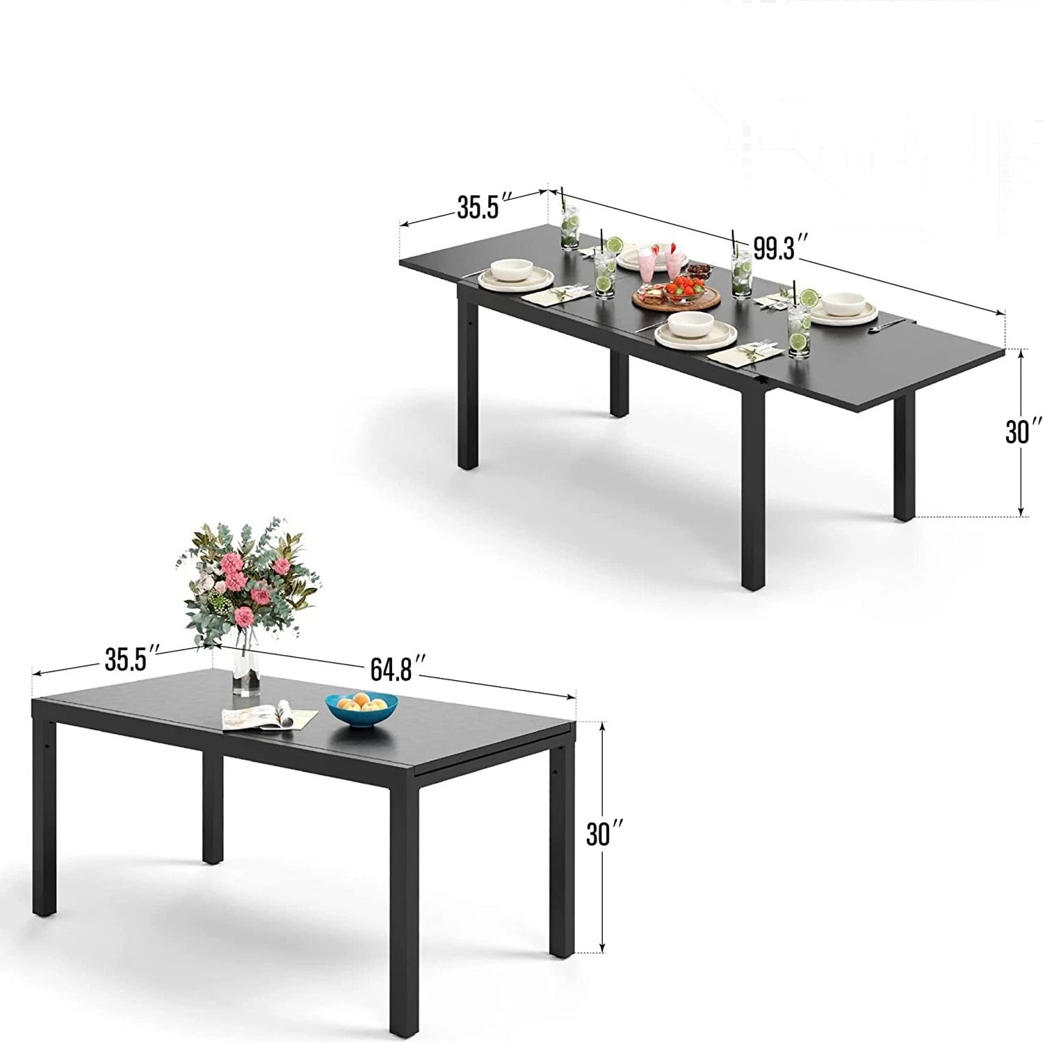 Outdoor Dining Table Patio Dining Table Expandable Adjustable Candlelight Dinner