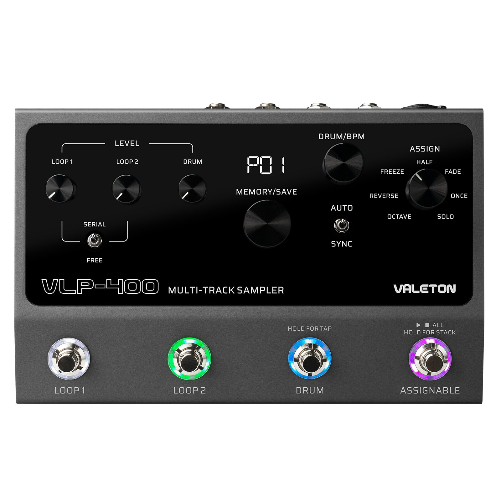 Valeton Dual Track Stereo Looper for Guitar, Bass, Keyboard, 7 Loop Effects