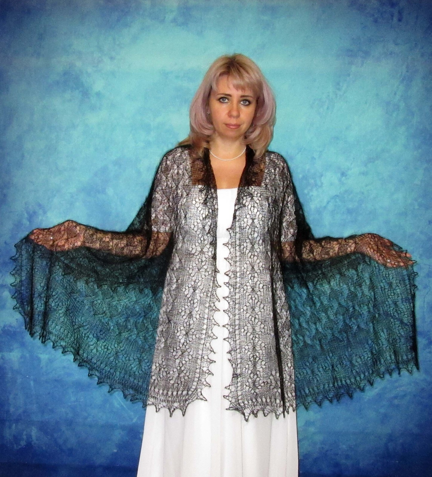 Black warm long scarf, Russian shawl, Orenburg wool wrap, Mourning cover up,Cape