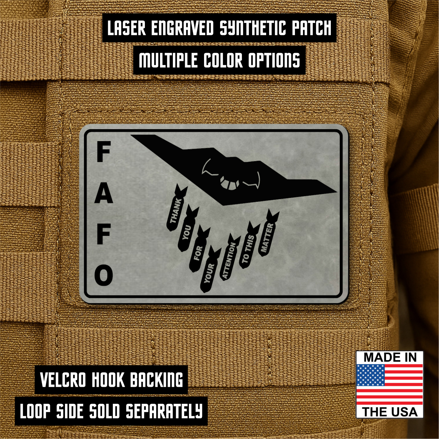 Funny B2 Spirit Bombing Morale Patch 2"x3" Hook & Loop Tactical Humor Patch