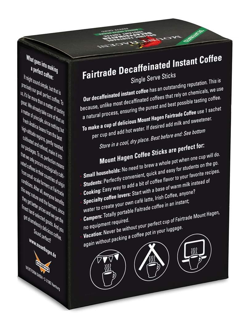 Mount Hagen 25 Count Single Serve Instant Decaf Coffee Packets - 1 Pack | Dec...