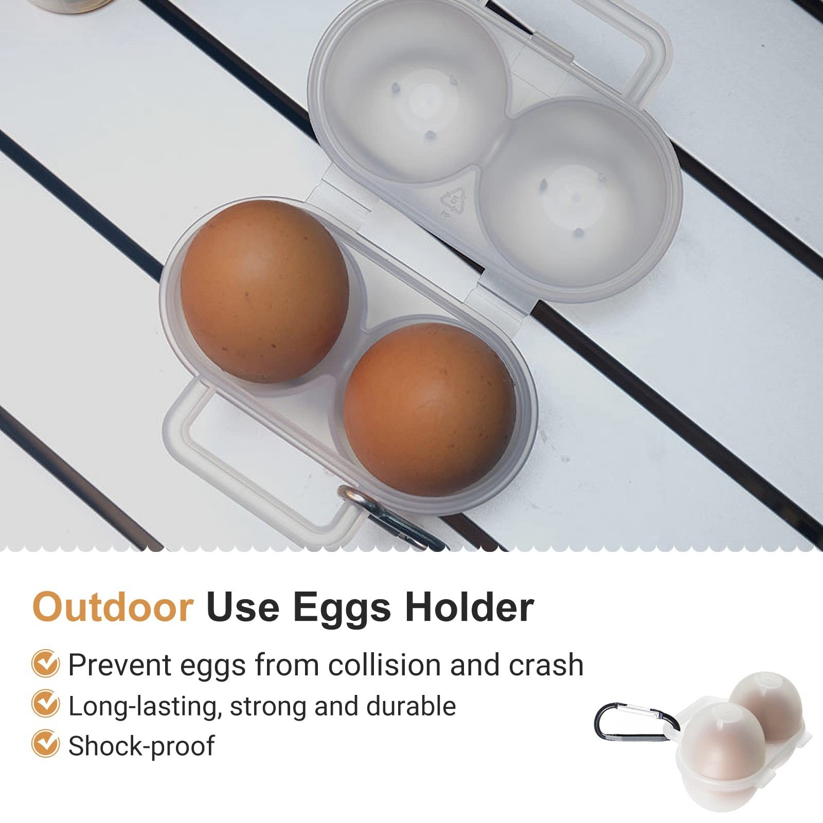RoseFlower 2 Girds Egg Holder Container, Plastic Egg Storage Box Leakproof Sh...