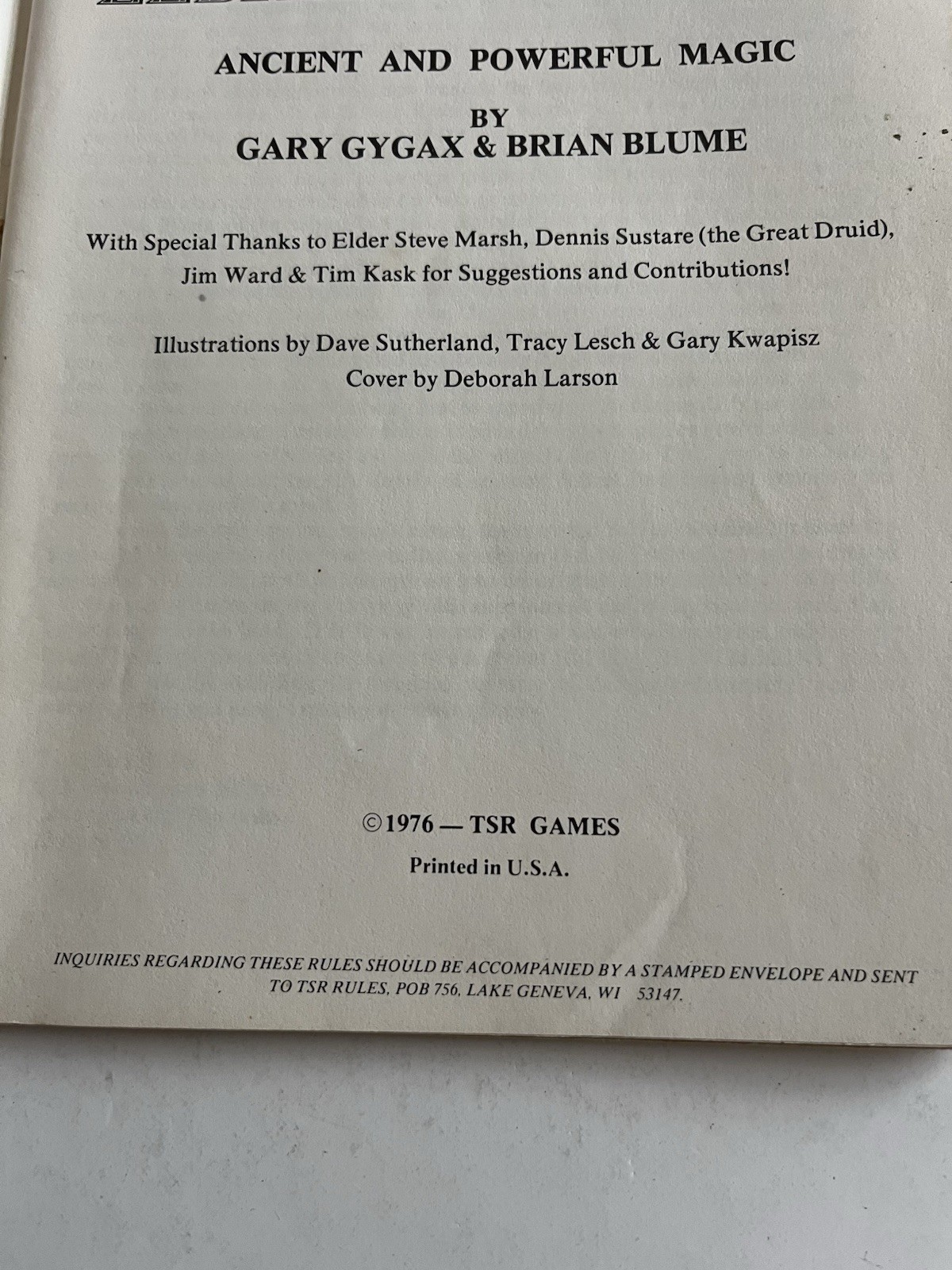 Dungeons and Dragons Eldritch Wizardry Supplement III TSR 1976